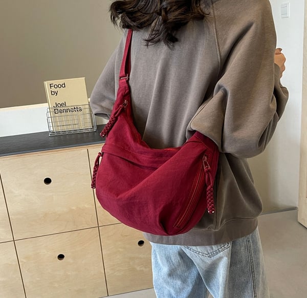 🔥Last Day Discount 49% Off 🔥👜Women's Fashion Plain Color Nylon Crossbody Hobo Bag
