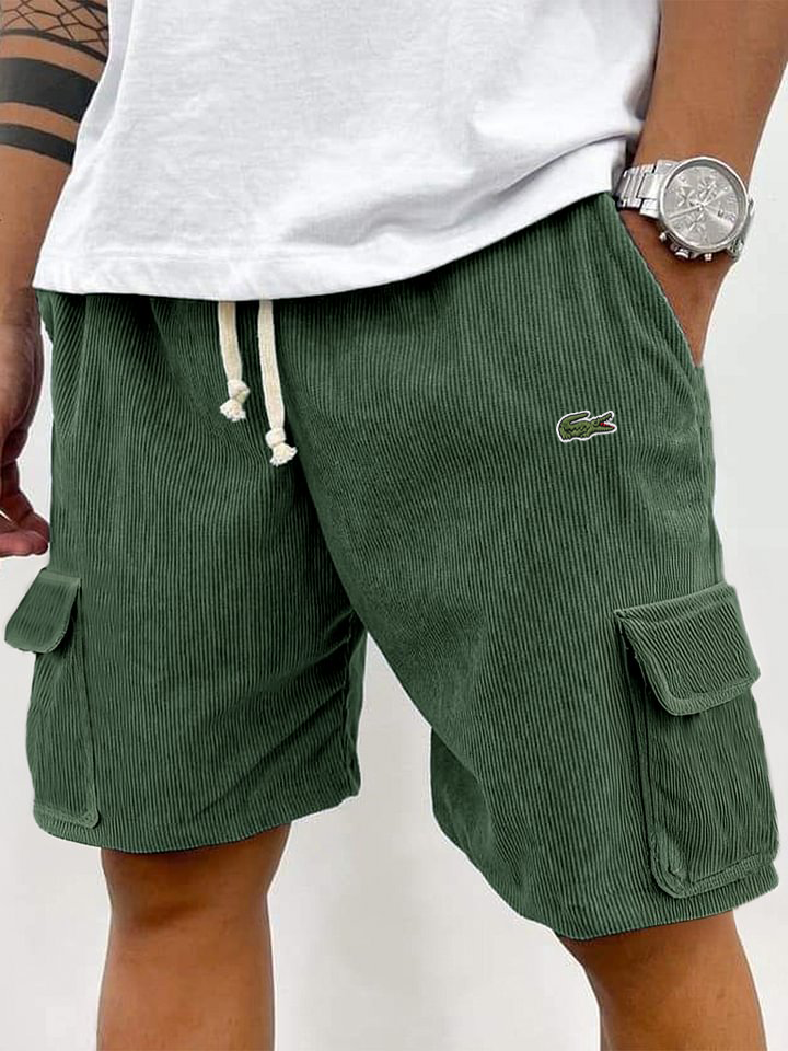 Last Day Sale🔥Men's corduroy fashion multi-pocket lace-up practical casual work shorts