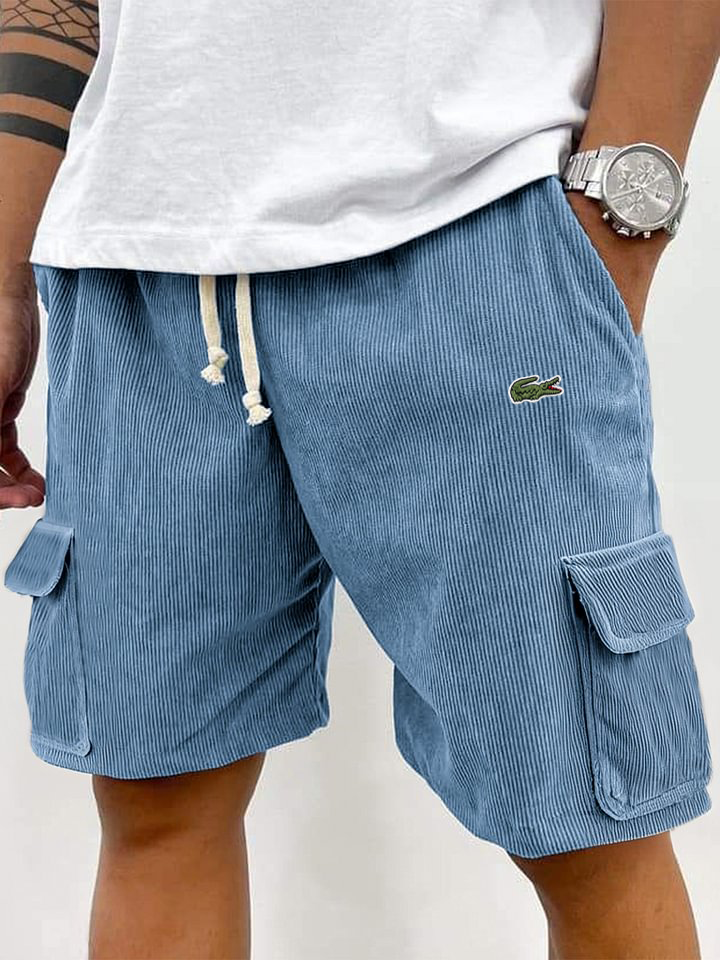 Last Day Sale🔥Men's corduroy fashion multi-pocket lace-up practical casual work shorts