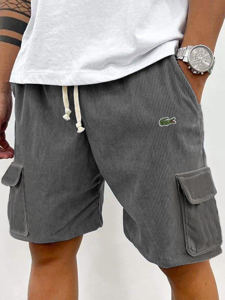 Last Day Sale🔥Men's corduroy fashion multi-pocket lace-up practical casual work shorts