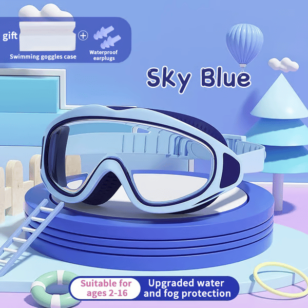 🏊♂️ ✨HD children's large frame waterproof and anti-fog swimming goggles
