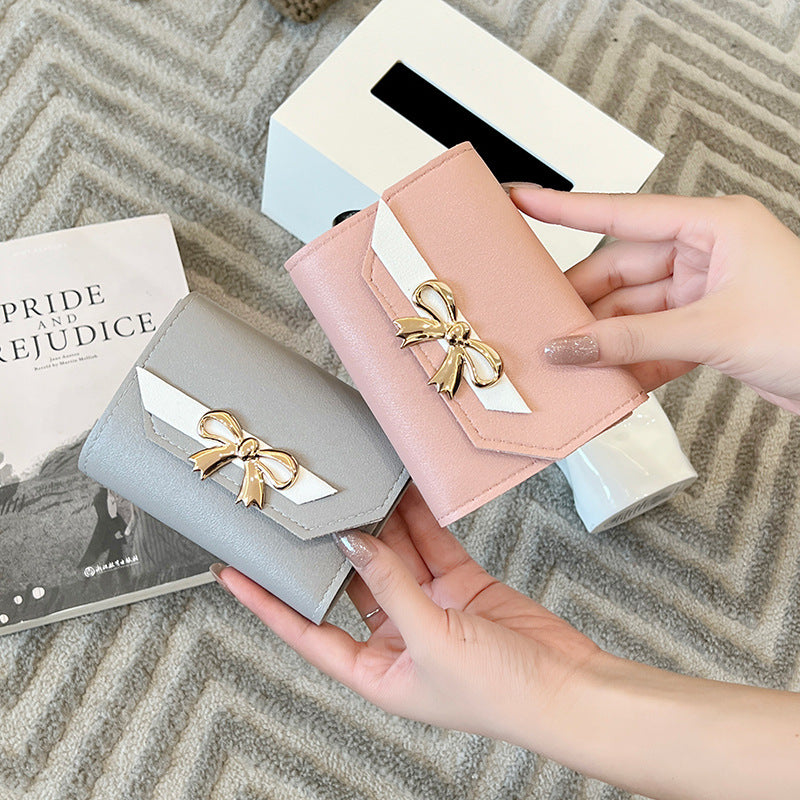 🎀2025 Bags Bow-Tie Short Tri-Fold Magnetic Clasp Women's Wallet👛