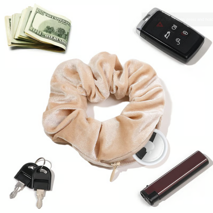 🪮Velvet Hair Ties with Zipper - Set of 3 Pieces