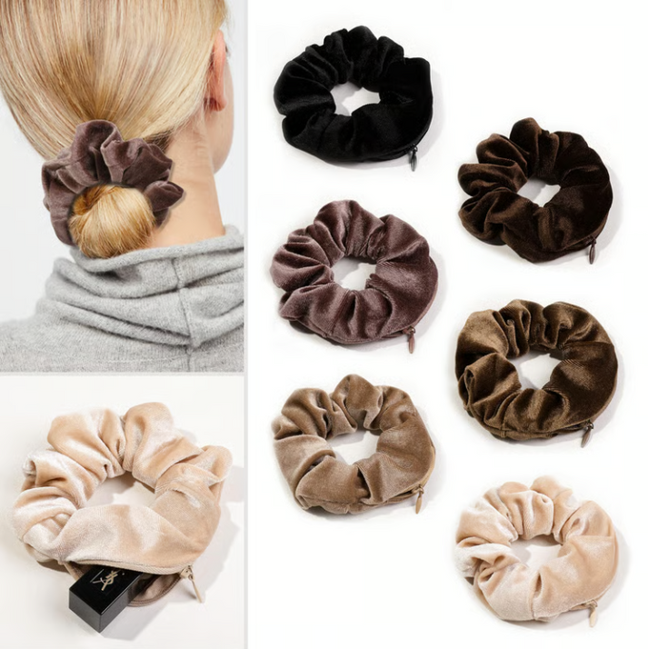 🪮Velvet Hair Ties with Zipper - Set of 3 Pieces