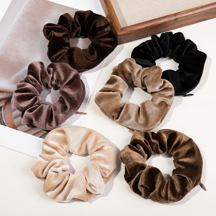 🪮Velvet Hair Ties with Zipper - Set of 3 Pieces