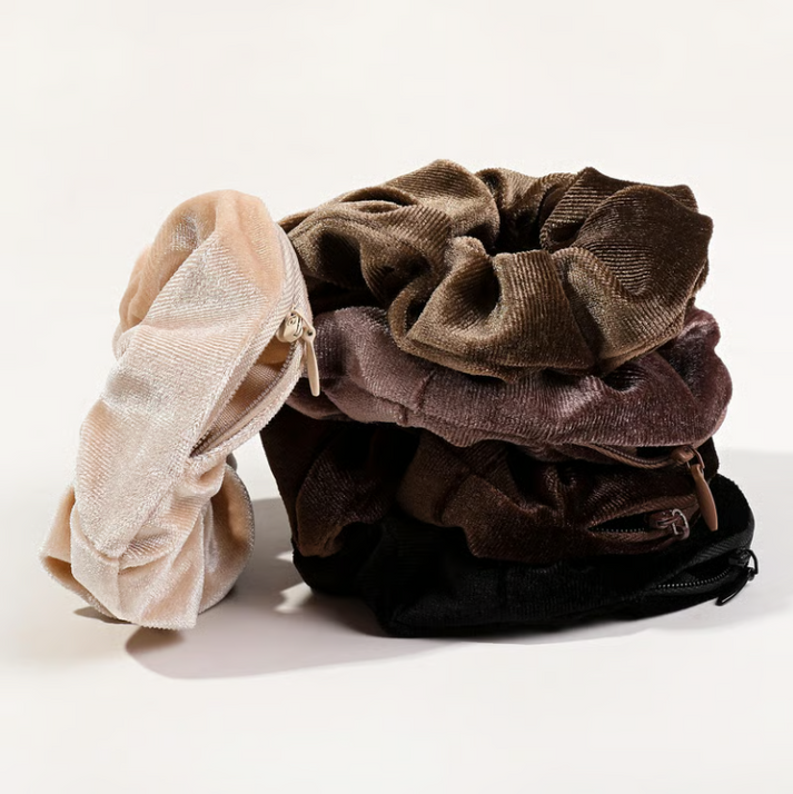 🪮Velvet Hair Ties with Zipper - Set of 3 Pieces
