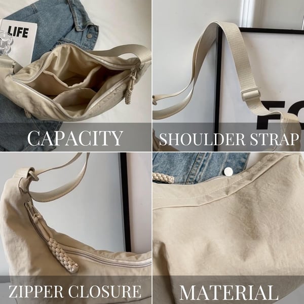 🔥Last Day Discount 49% Off 🔥👜Women's Fashion Plain Color Nylon Crossbody Hobo Bag