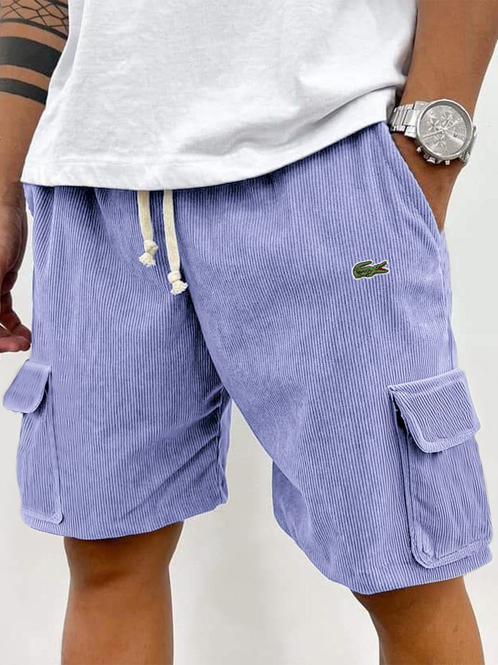 Last Day Sale🔥Men's corduroy fashion multi-pocket lace-up practical casual work shorts