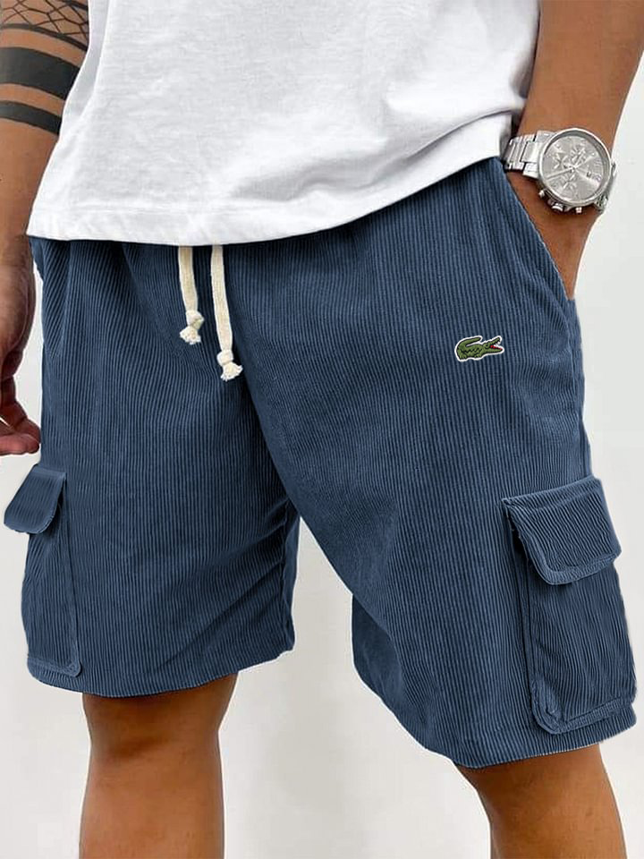 Last Day Sale🔥Men's corduroy fashion multi-pocket lace-up practical casual work shorts