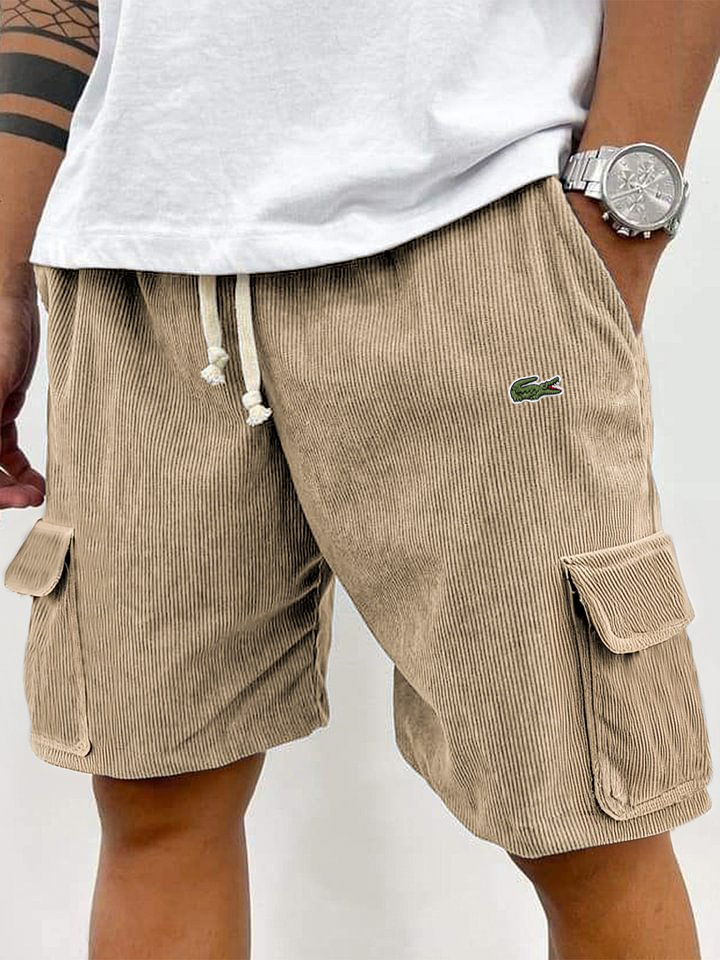 Last Day Sale🔥Men's corduroy fashion multi-pocket lace-up practical casual work shorts