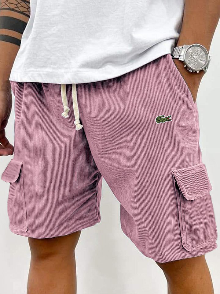 Last Day Sale🔥Men's corduroy fashion multi-pocket lace-up practical casual work shorts