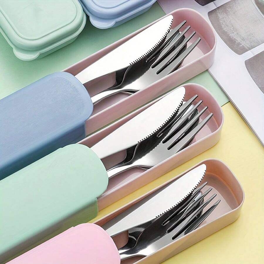 4pcs/Set Portable Stainless Steel Travel Cutlery Set