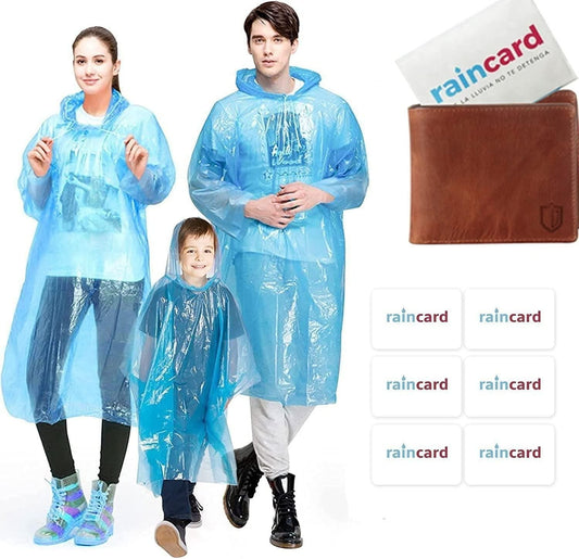 FULLY Reusable Wallet Rain Card Rain Coat for Adults (Set of 10)