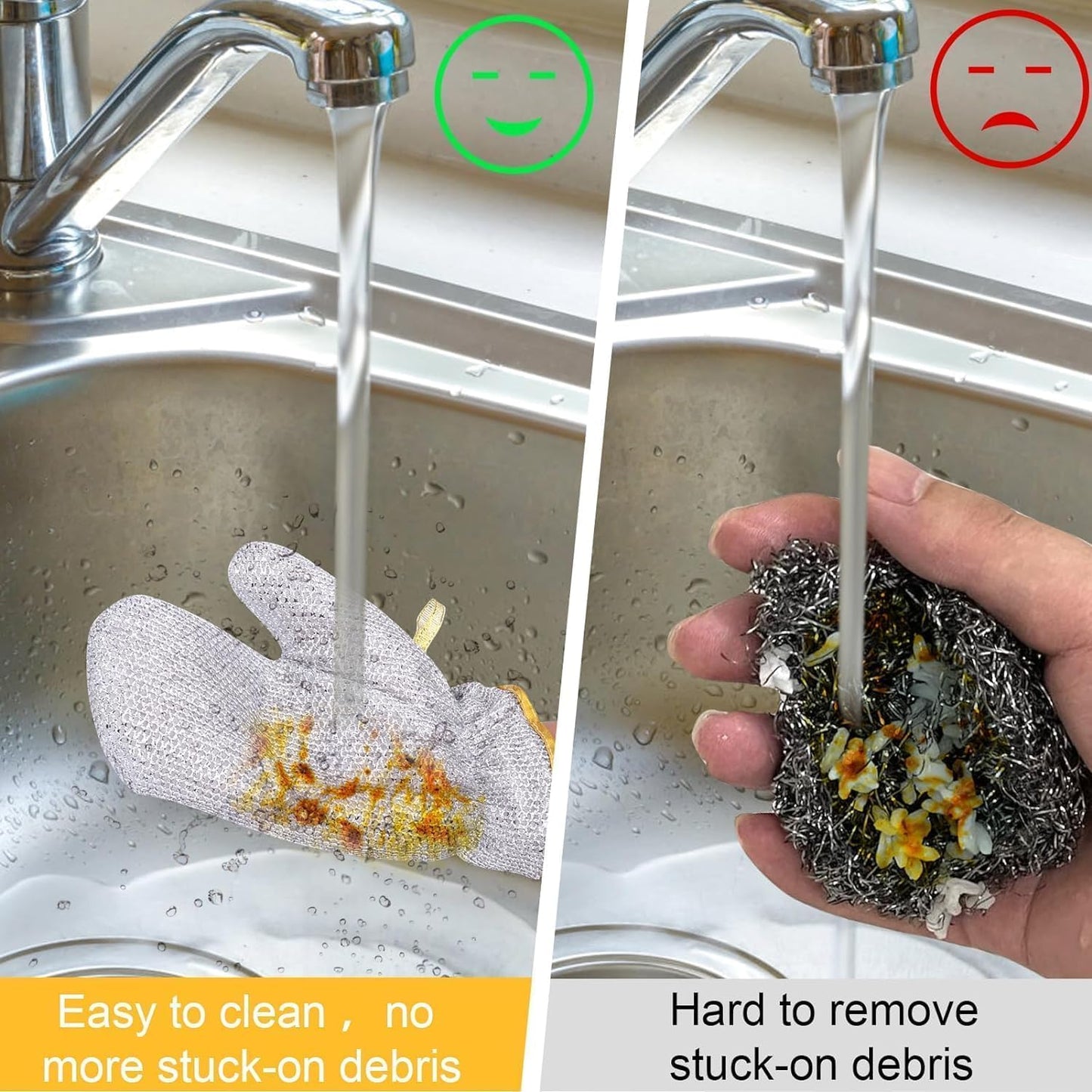 Non Scratch Wire Dishwashing Hand Gloves – Stainless Steel Scrubber Glove for Washing Dishes & Utensils, Machine Washable, Reusable Kitchen Glove Non-Scratch, Multipurpose Cleaning Gloves (2pair)