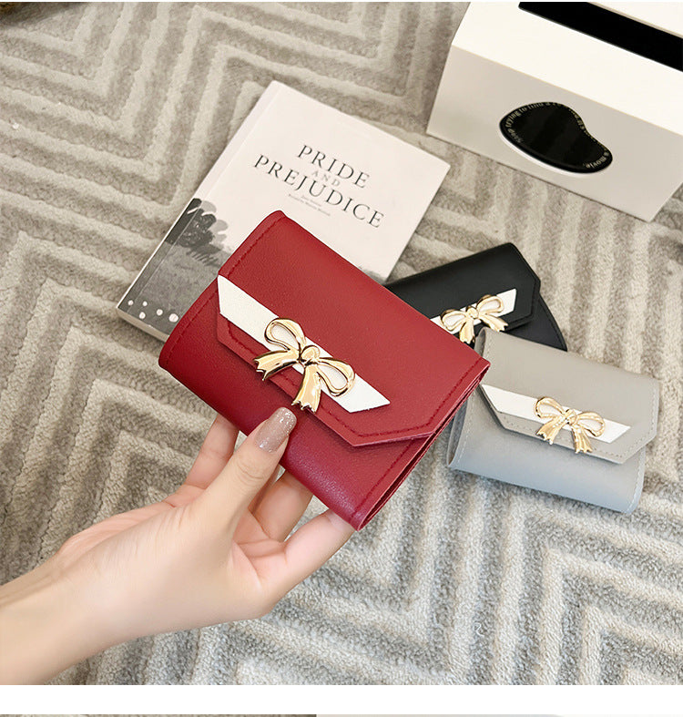 🎀2025 Bags Bow-Tie Short Tri-Fold Magnetic Clasp Women's Wallet👛