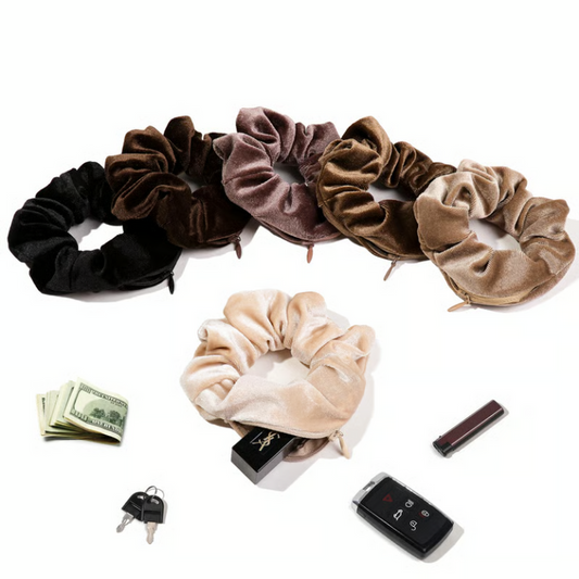🪮Velvet Hair Ties with Zipper - Set of 3 Pieces