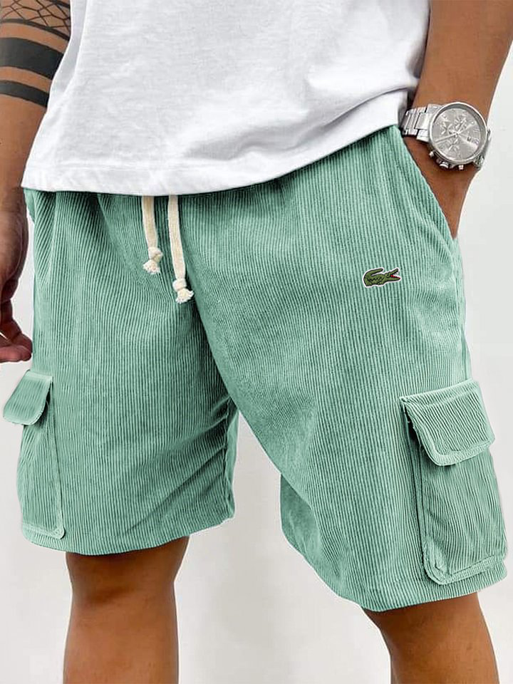 Last Day Sale🔥Men's corduroy fashion multi-pocket lace-up practical casual work shorts