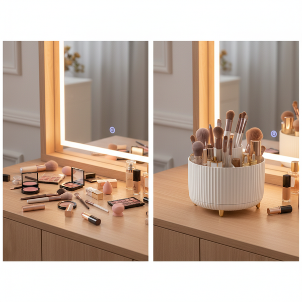🔥HOT SALE🔥360° Rotating Luxury Makeup & Brush Organizer