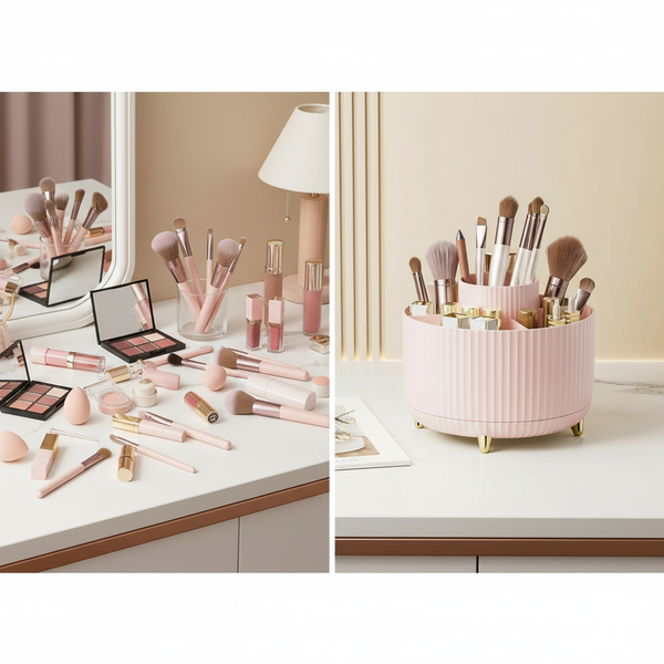 🔥HOT SALE🔥360° Rotating Luxury Makeup & Brush Organizer