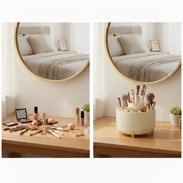 🔥HOT SALE🔥360° Rotating Luxury Makeup & Brush Organizer