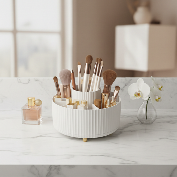 🔥HOT SALE🔥360° Rotating Luxury Makeup & Brush Organizer