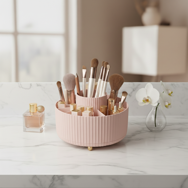 🔥HOT SALE🔥360° Rotating Luxury Makeup & Brush Organizer