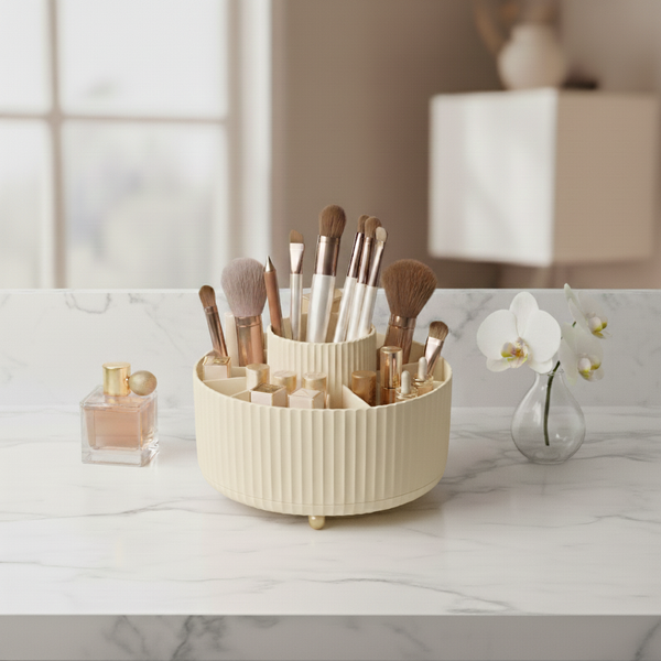 🔥HOT SALE🔥360° Rotating Luxury Makeup & Brush Organizer